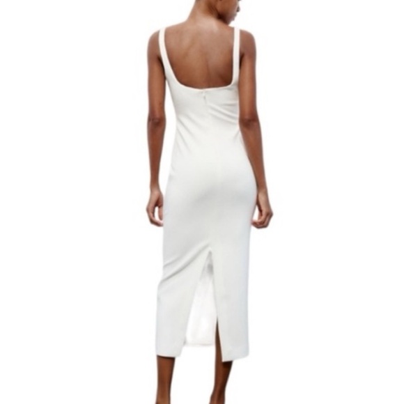 Zara Elegant White Midi Dress - Picture 3 of 4